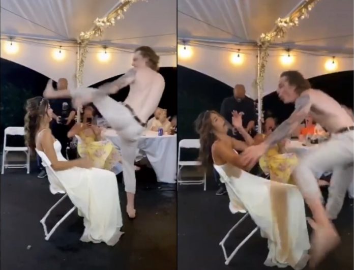 Watch: Adam Gaudette kicked his wife in the head at their wedding